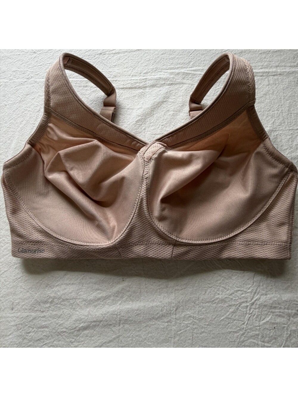 Glamorise Sports Bra Womens 38DD Beige Wireless Mesh Adjustable Support 6896